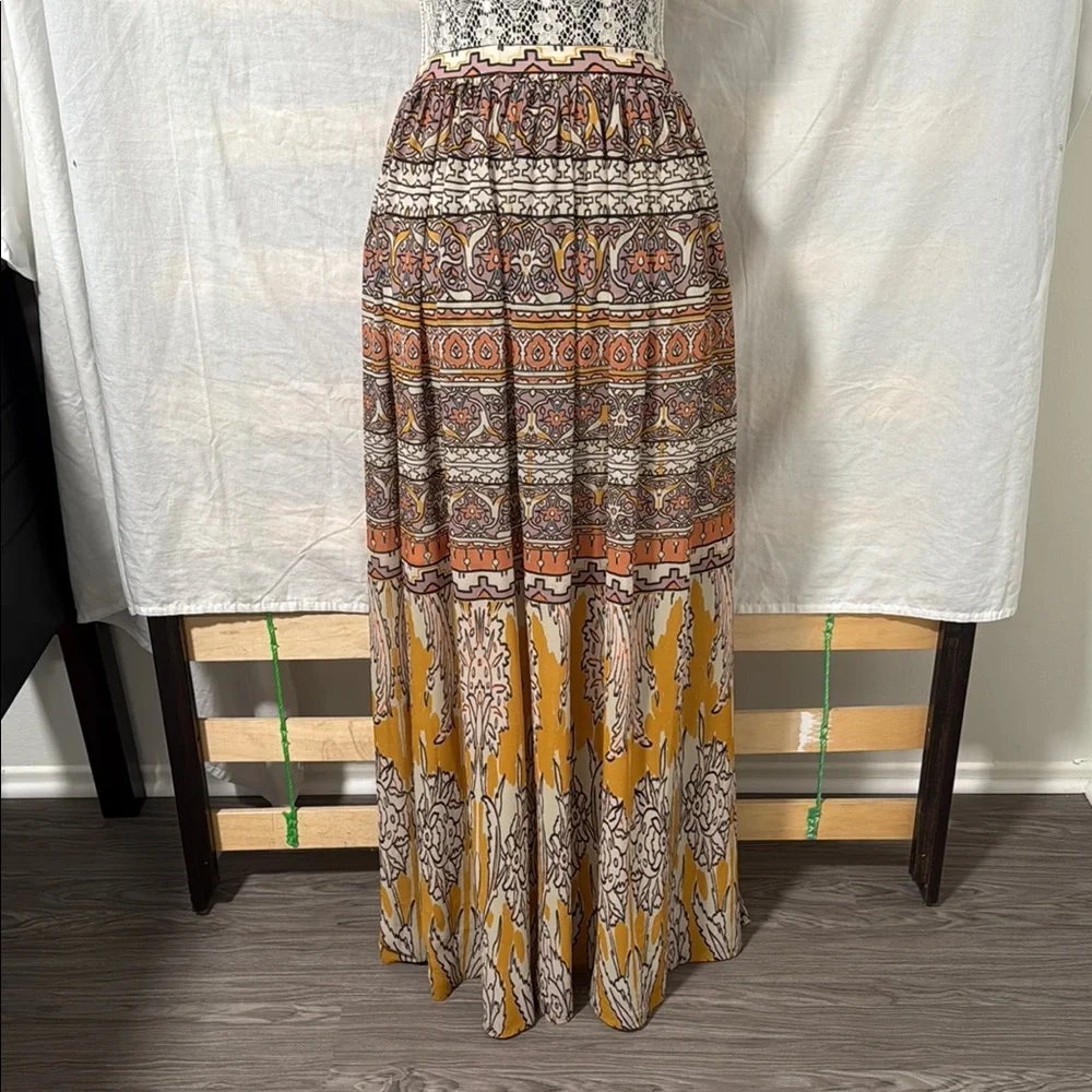 Vici Brown and Tan Tiered A-line Maxi Skirt